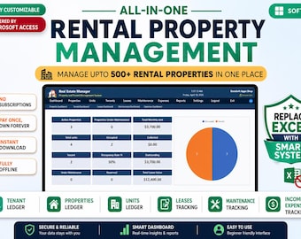 Rental Property Management Software Fully Customizable | Tenant Lease Rent Expense Tracker | Microsoft Access Windows Excel Alternative