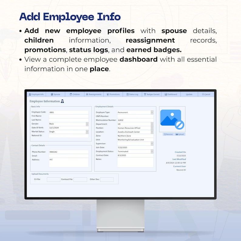 Microsoft Employee Inferface HR Management Software for Small Business | Employee Attendance Payroll ...