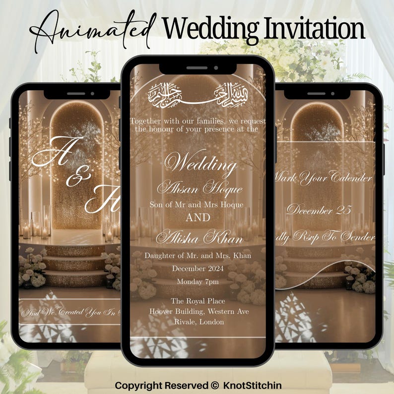 Editable Boho Islamic Wedding Invitation – Animated Video Invite for ...