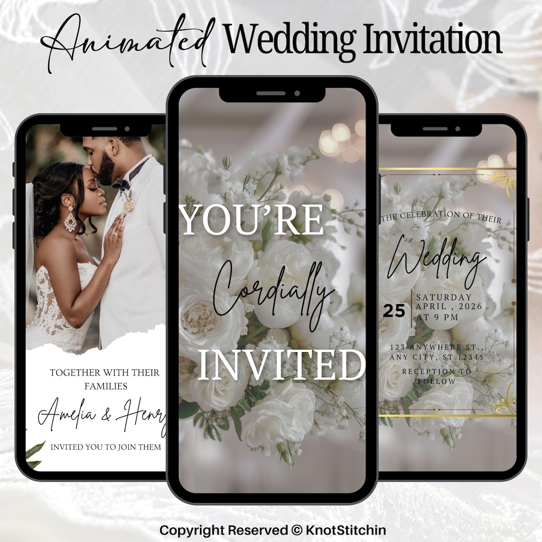 Video Invites Animated Digital Wedding Invitation Video, Customizable Wedding Video ...