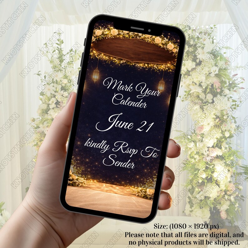 Golden Islamic Wedding Video Invitation – Animated Mobile RSVP Invite ...