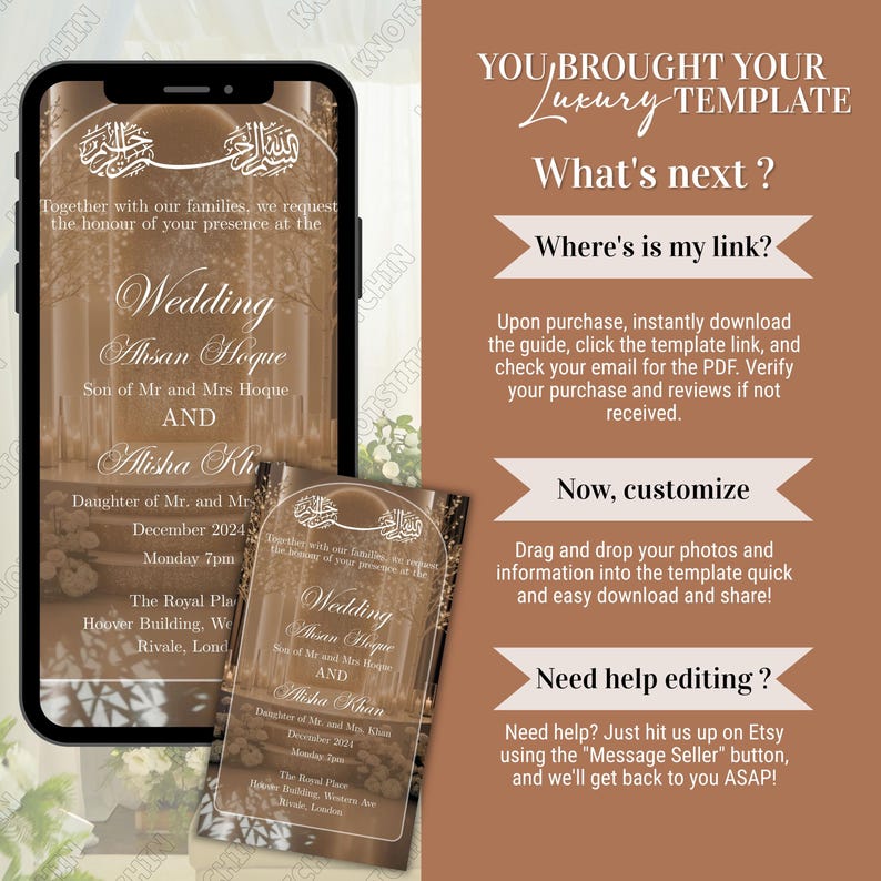 Editable Boho Islamic Wedding Invitation – Animated Video Invite for ...
