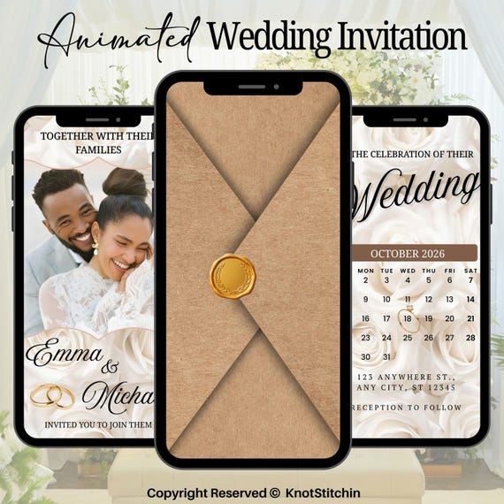 Digital Save the Date Wedding Invitation, Video Invite Template for Mariage, Animated Wedding Card, Canva Editable Template