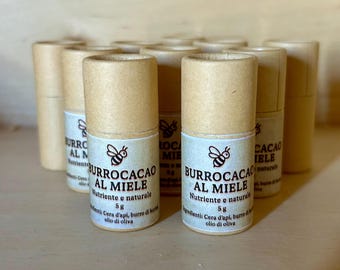 Natural lip balm, plastic-free, honey and shea butter
