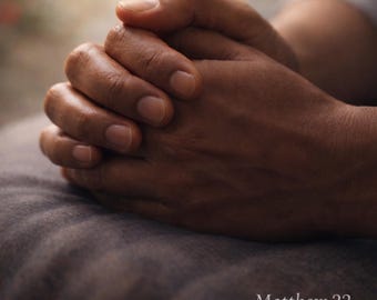 Faith Black Praying Hands Card Printable, Christian Encouragement Card, Religious Sympathy Card, Spiritual Comfort, Digital Download 5x7