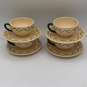 4 Sets Metlox Poppytrail California Provincial Green Rooster Cups & Saucer Sets