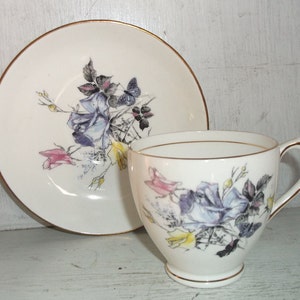 DUCHESS Bone China England Roses & Butterfly Cup and Saucer Set Vintage