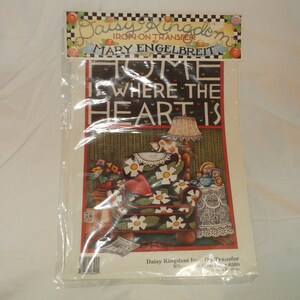 Neue Mary Engelbreit Daisy Kingdom Home ist, wo das Herz ist Eisen auf Transfer 1990 Vintage #6500