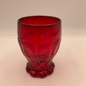 Fenton Royal Ruby Red 1933 Thumbprint Rayed Flat Tumbler Glass 8 oz