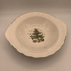 Nikko Japan Happy Holidays Tab Handle Vegetable Serving Bowl 10&quot;