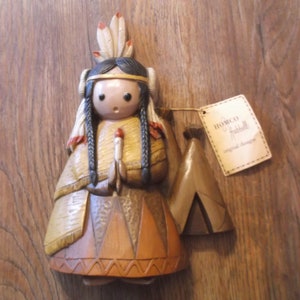 Homco Hubbell Burlwood Maiden & Native Teepee Placca da parete in plastica 13&quot;