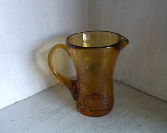 Vintage Amber craquelé verre Broc à 14 oz