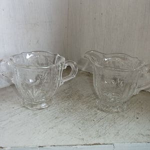 Fostoria Baroque SHIRLEY Creamer & Open Sugar Etched Floral Clear