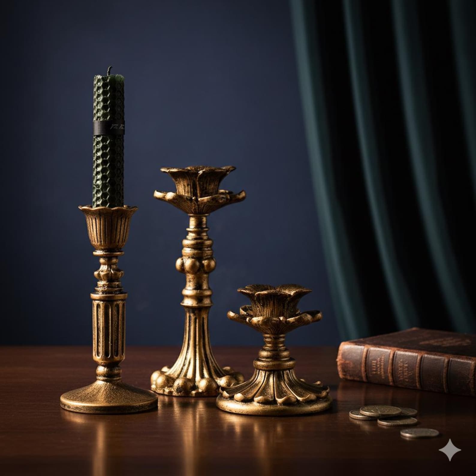 Brass Candlestick Holder Set