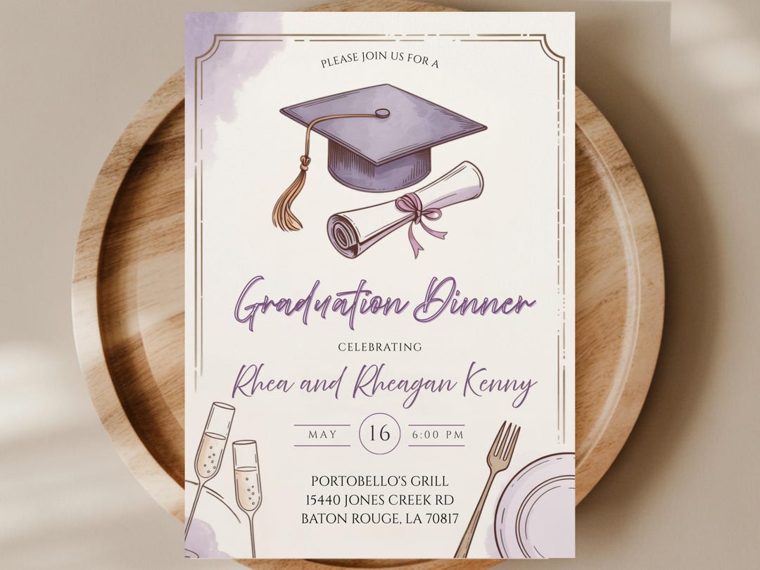 Graduation Dinner Party Invitation Template | Elegant Grad Dinner ...