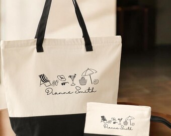 Coastal Wedding Tote Bag - Personalized Guest Gift or Bridal Favor