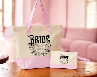 Custom Halloween Bride Tote Bag, Skeleton Hand Design
