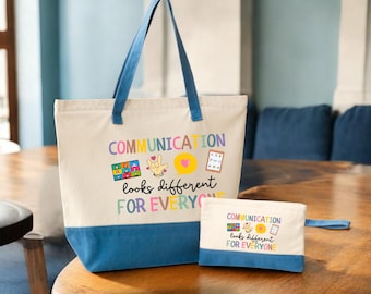 Speech Therapy Tote Bag: Communication Looks Different - Canvas, Zippered