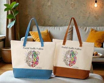 Personalized Mental Health Matters Tote Bag, Motivational Tote Bag