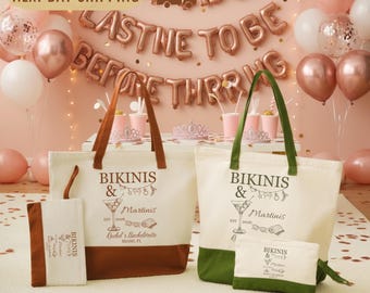 Custom Bachelorette Party Tote Bag: Bikinis & Martinis Bag