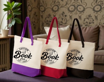 Custom Book Club Tote Bag, Book Lover Bag, Reading Lover Bag