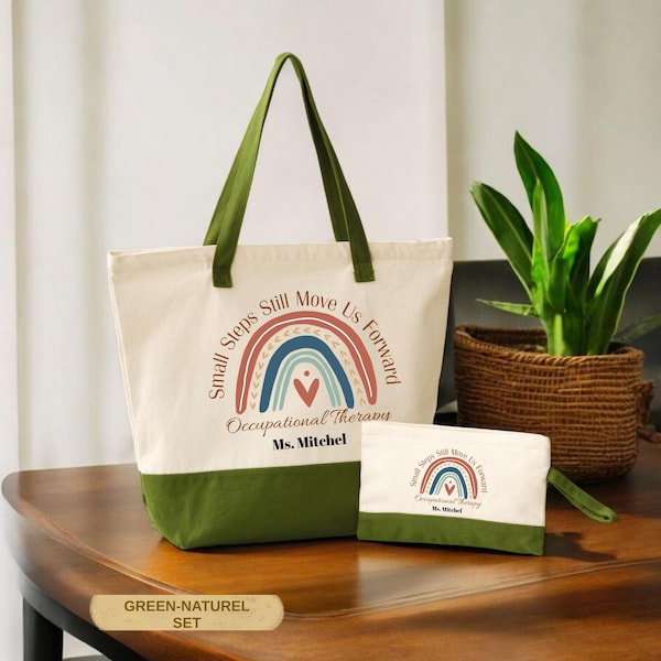 Occupational Therapist Tote Bag: Floral Pattern - Zippered Canvas