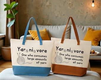Crochet Lover Tote Bag: Bright Colors - Zippered with Inner Pocket