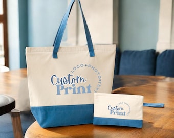 Canvas Tote Bag: Custom Logo, Zipper Closure - Multiple Colors