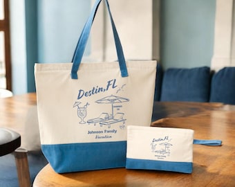 Custom Beach Family Vacation Tote Bag, Personalized Travel Bag