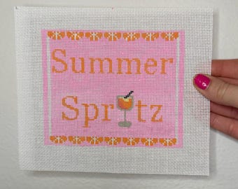Summer (Aperol) Spritz Hand-Painted Needlepoint Canvas