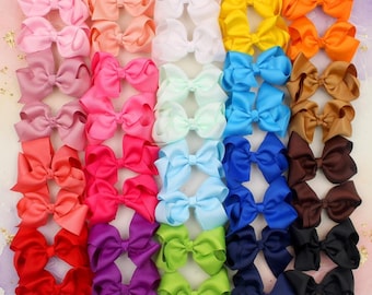 Fiocchi per capelli da bambina, 40 pezzi, nastro in grosgrain da 11,4 cm con fermagli a coccodrillo, per neonate e bambine.