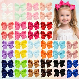 40PCS Girls Hair Bows 4.5” Grosgrain Ribbon Clips for Toddlers Baby Kids Accessories