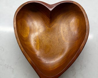 Vintage Monkey Pod Wood Heart Bowl