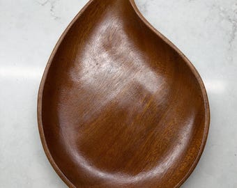 Mid Century Modern Teardrop Monkey Pod Wood Dish