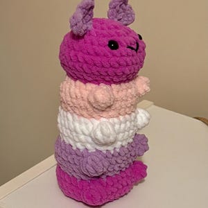 Beloved Crochet Plushies (Bear, Cat, Caterpillar, Puppy, Kitten, Pink Bee, Heart Keychain, Floppy-ear Bunny & Bunny holding rose) Caterpillar
