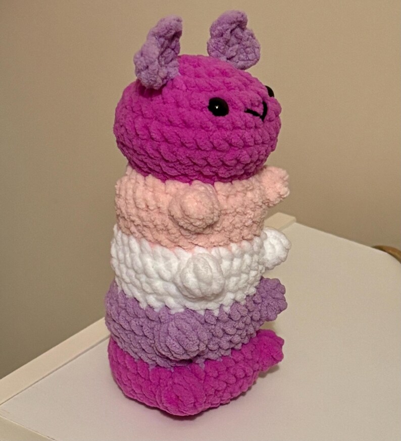 Beloved Crochet Plushies (Bear, Cat, Caterpillar, Puppy, Kitten, Pink Bee, Heart Keychain, Floppy-ear Bunny & Bunny holding rose) Caterpillar