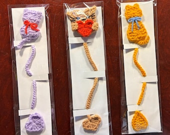 Crocheted Cat Bookmark, Whimsical Reader Gift
