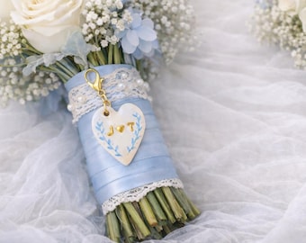 Colgante para ramo "Algo Azul" – Recuerdo personalizado para ramo de novia - Recuerdo de boda personalizado "Algo Azul"