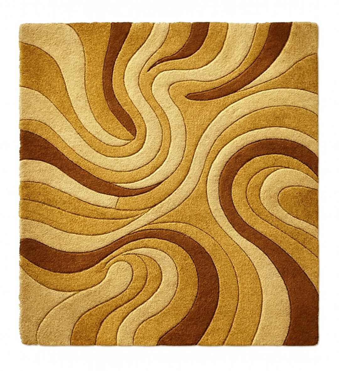 Square Modern Boho Wavy Shag Rug | Hand-tufted Wool Swirl Carpet ...