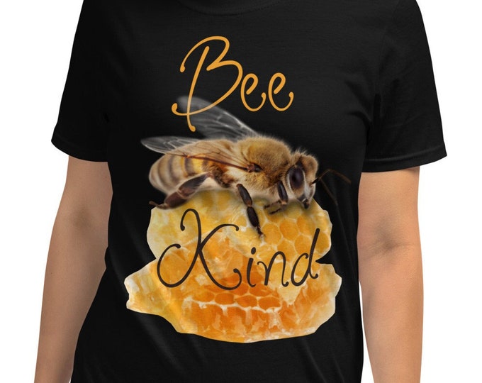 Graphic Print Tee - Be Kind Bumble Bee Honey Comb - Short-Sleeve Unisex T-Shirt