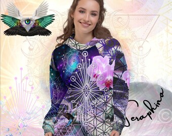 Hummingbird Orchid Abstract Print Psychedelic Festival Rave All Over Print PULL OVER HOODIE