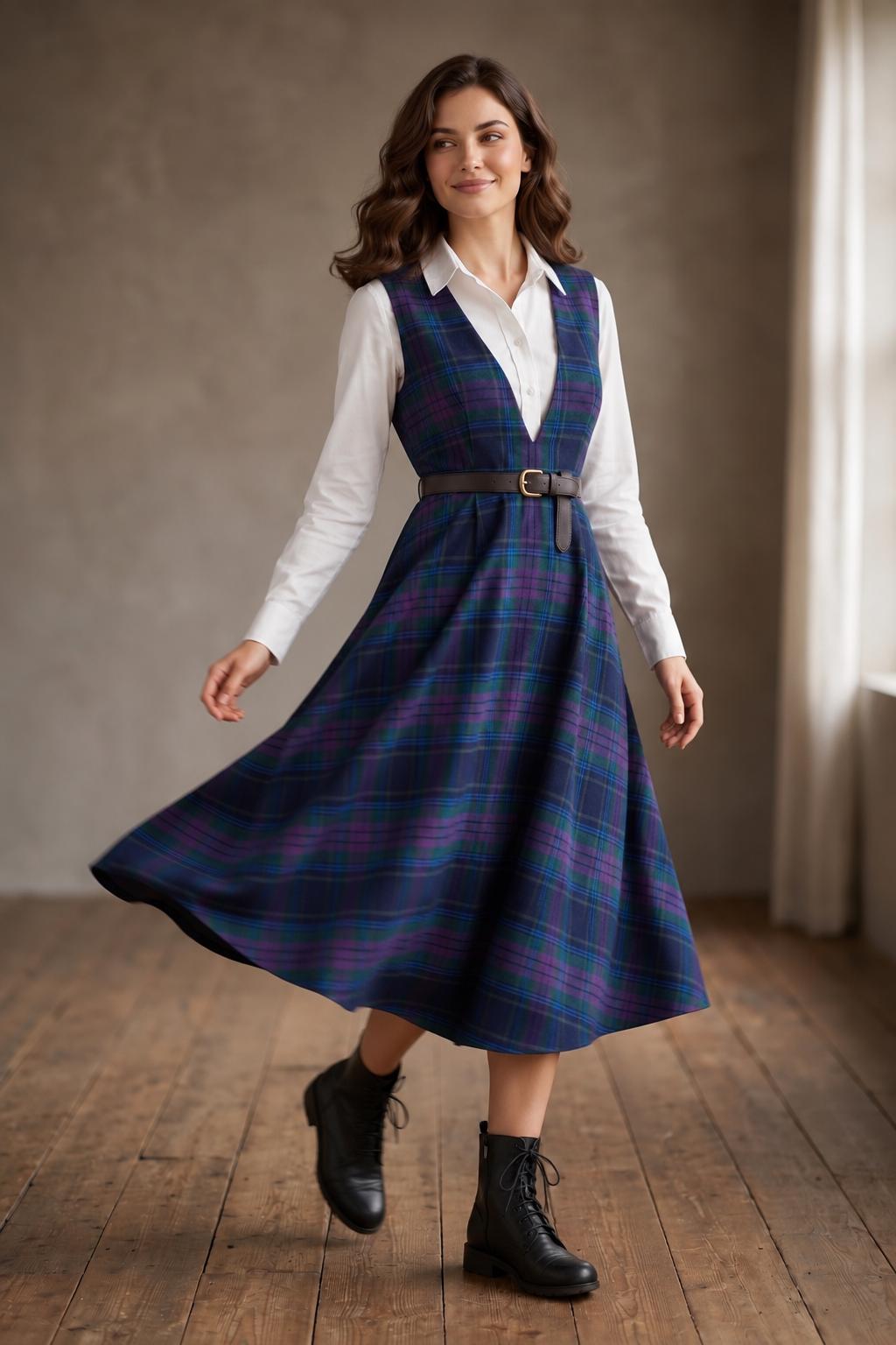 Dark Academia Plaid Dress - Etsy