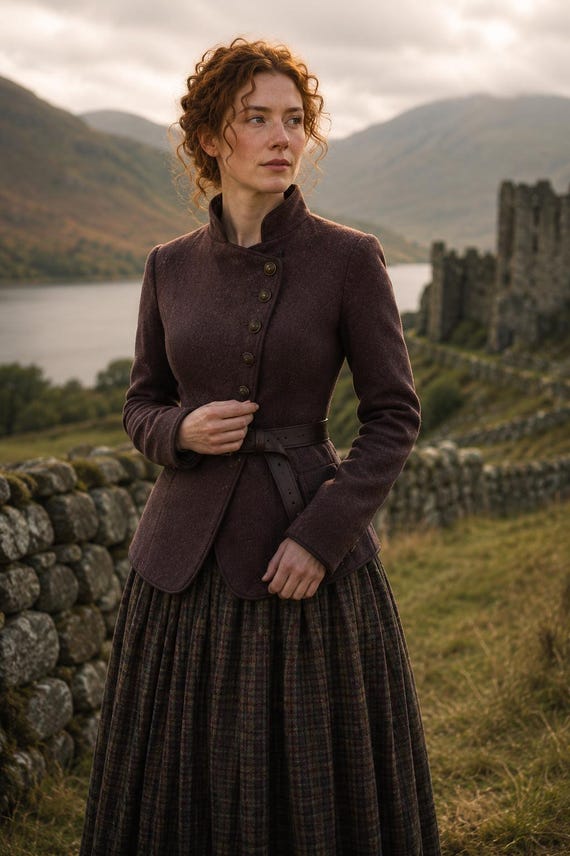 Outlander Inspired Wool Jacket, Victorian Highland Jacket, Women’s Fitted Riding Coat, Dark Academia Wool Coat, Celtic Jacket