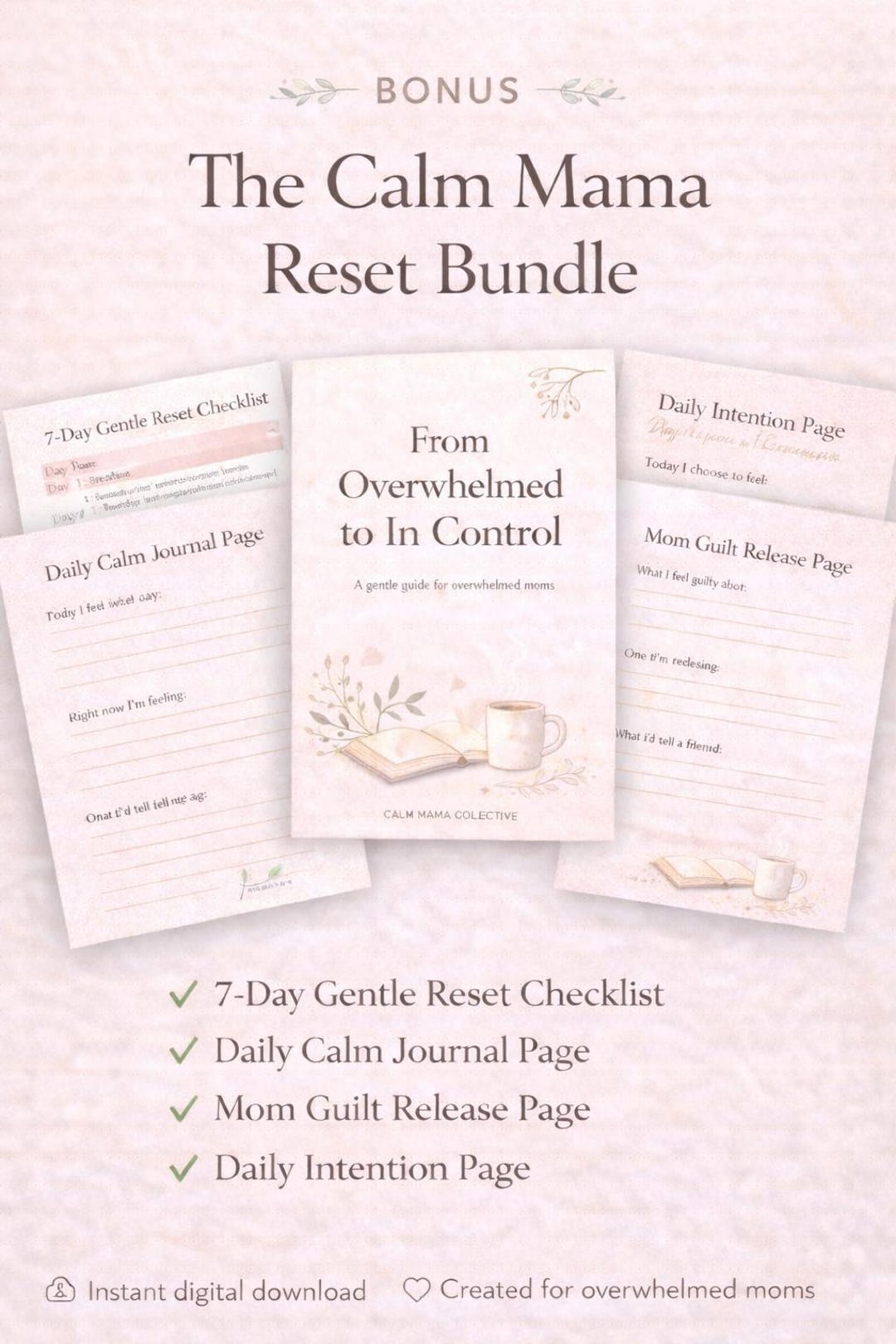 Calm Mama Reset Bundle | Self-care Printables for Overwhelmed Moms | 7 ...