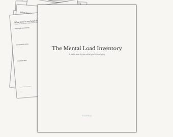 Inventario de Carga Mental Imprimible / Páginas de Reflexión sobre la Carga Mental y el Trabajo Emocional para Adultos / Herramienta de Autorreflexión Tranquila