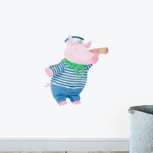 Bjorn The Sailor Looking Glass Wall Sticker Decal | Nursery Wall Stickers, Animal Wall Decals, Home Decor, Baby Room, Wall Art, Girl, Boy