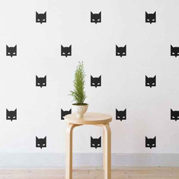 Mini Bat Mask (Set Of 45) Wall Sticker Decal | Pattern, Wall Art, Girls Room, Boys Room, Nursery Decal, Wall Decals, Kids Room Patterns