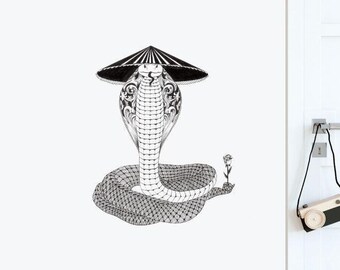 Misteriosa serpiente pared etiqueta engomada / ilustración pegatinas de pared, animales pegatinas de pared, calcomanías de pared, decoración del hogar, arte de la pared, ilustraciones