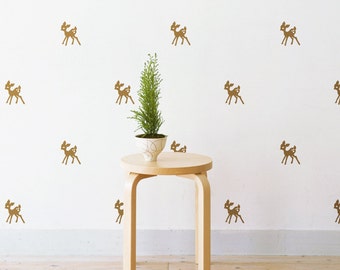 Mini Deers (Set Of 42) Wall Sticker Decal | Pattern, Wall Art, Girls Room, Boys Room, Nursery Decal, Wall Decals, Kids Room Patterns