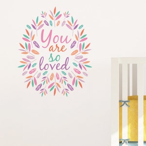 You Are So Loved Wreath Wall Sticker Decal | Wall Sticker Quotes, Wall Decals, Words, Inspiration, Wall Decor,  Family